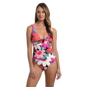 MSRP $98 La Blanca Womens Front Knot Tankini Swimsuit Top Multicolor Size 6